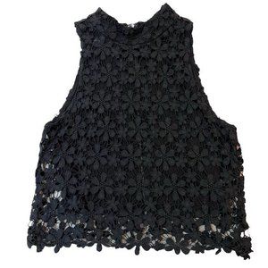 Women's Angel Biba‎ Flower Black Lace Lined Crop Top Size 8